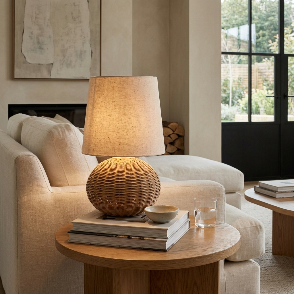 Japanese Wabi Sabi Handmade Rattan Table Lamp