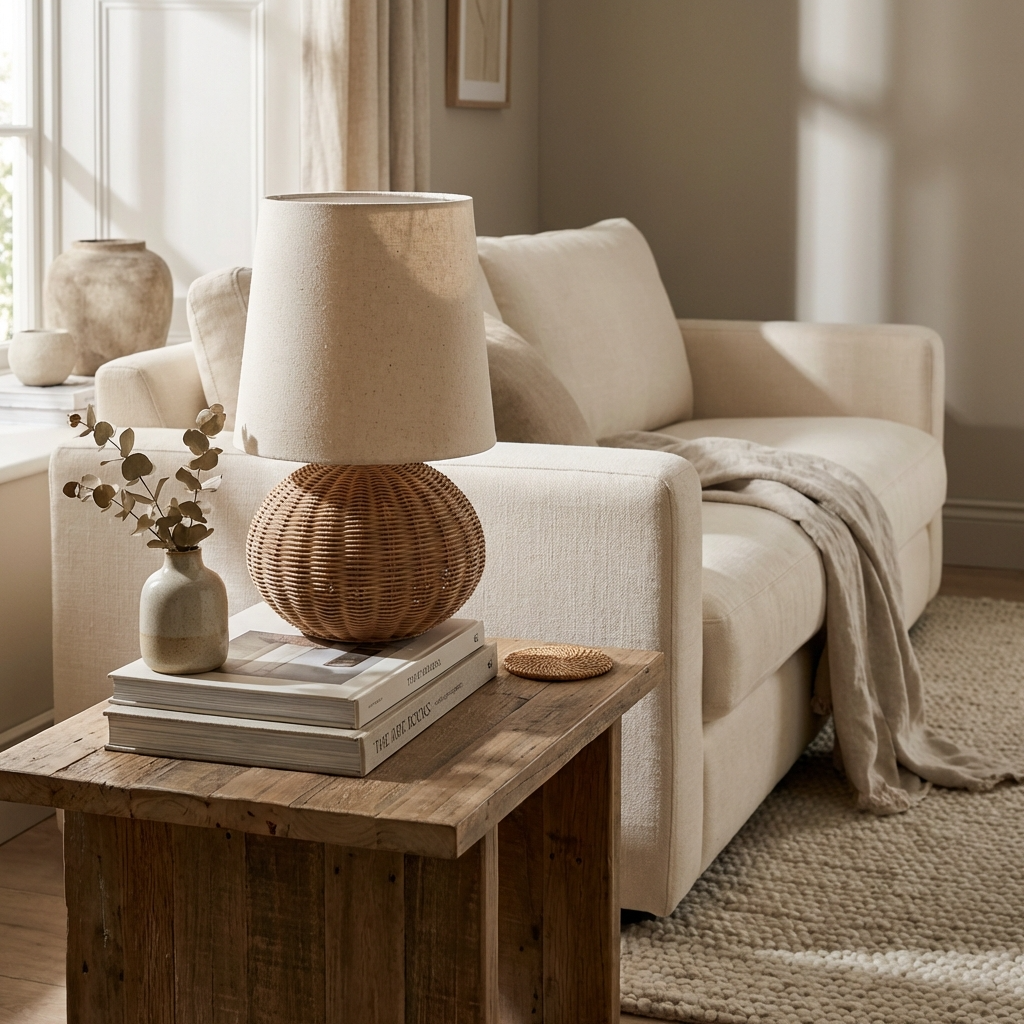Japanese Wabi Sabi Handmade Rattan Table Lamp