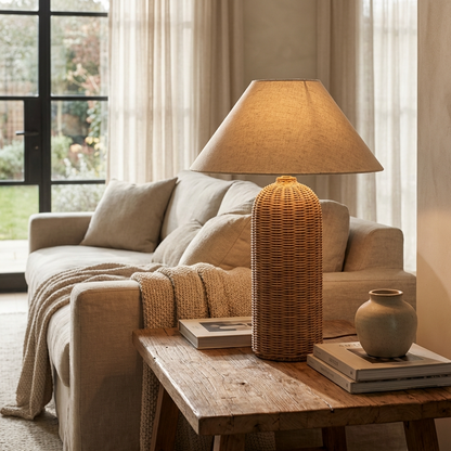 Japanese Wabi Sabi Handmade Rattan Table Lamp