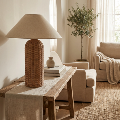 Japanese Wabi Sabi Handmade Rattan Table Lamp