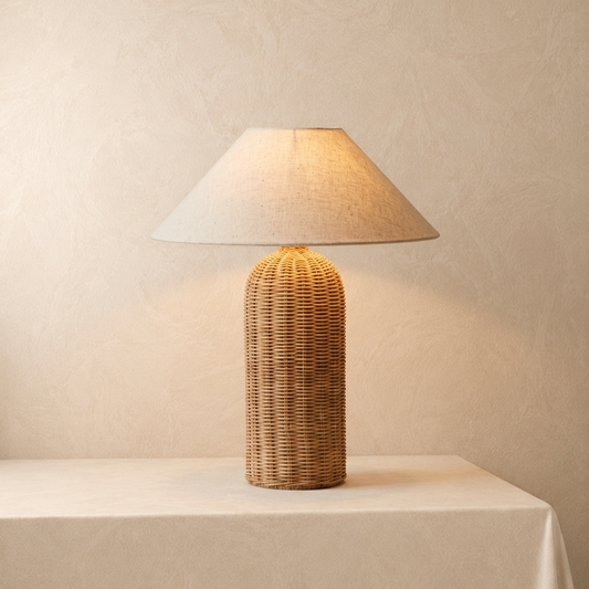 Japanese Wabi Sabi Handmade Rattan Table Lamp