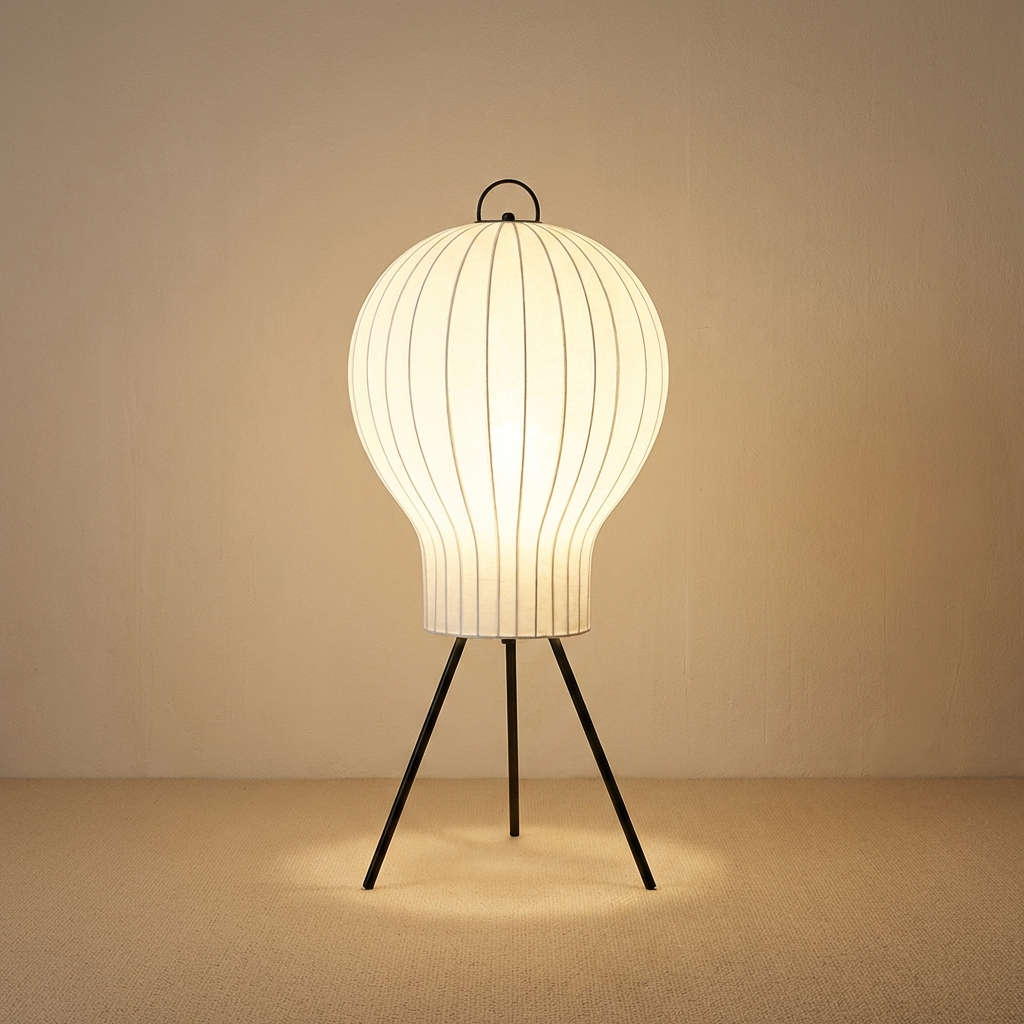 Japanese Wabi Sabi Silk 3 Leg Floor Lamp