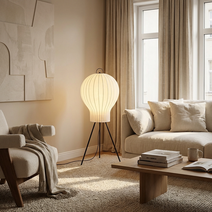 Japanese Wabi Sabi Silk 3 Leg Floor Lamp