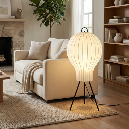 Japanese Wabi Sabi Silk 3 Leg Floor Lamp