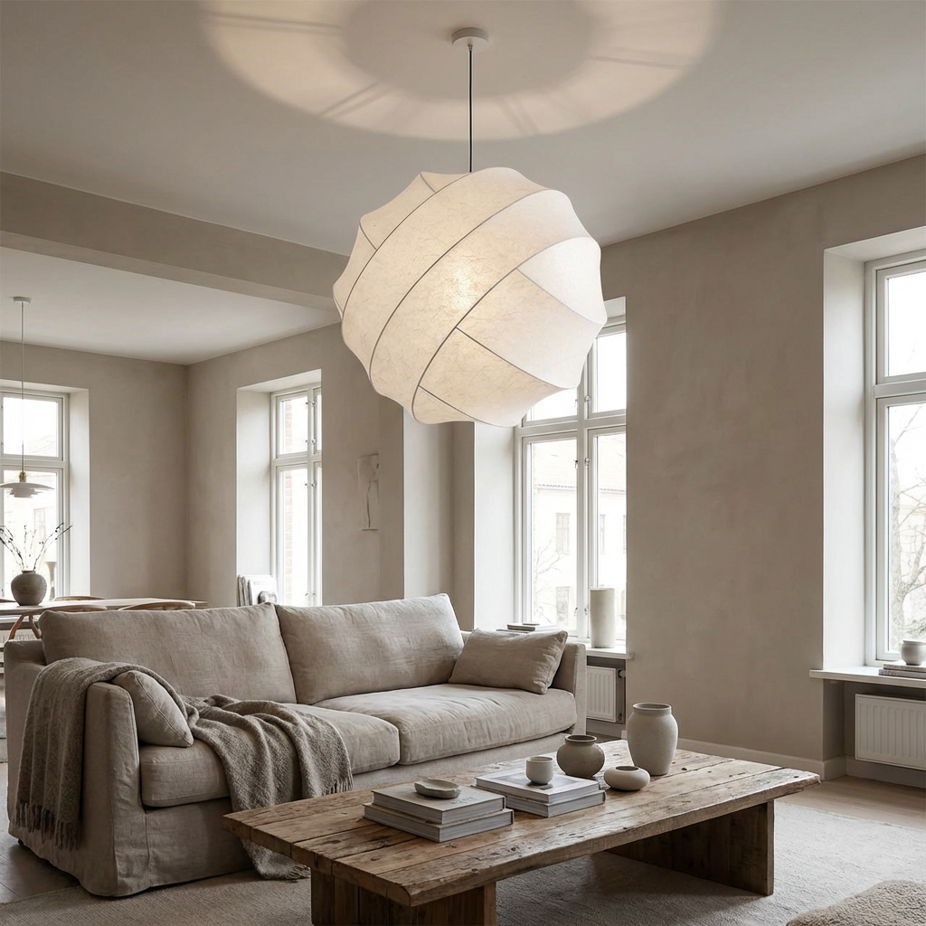 Japanese Wabi Sabi Silk Pendant Light - Nordic Silk Hanging Lamp