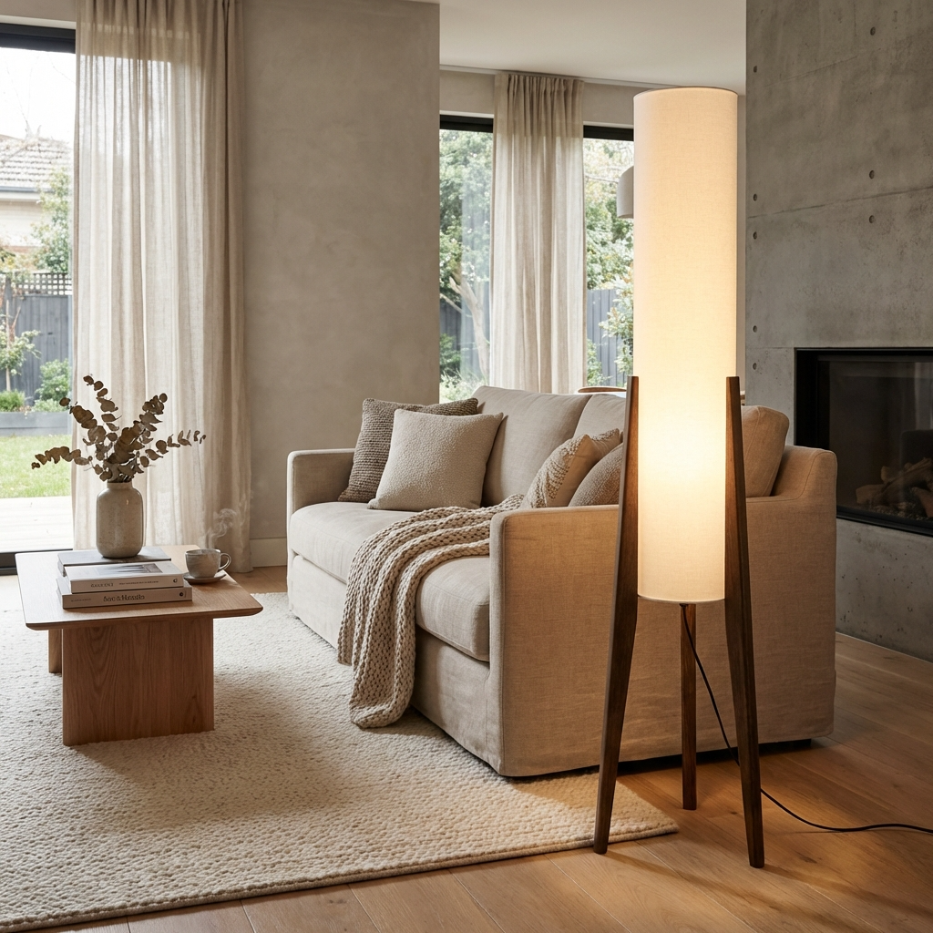 Japanese Wabi Sabi Solid Wood Floor Lamp - Minimalist Walnut