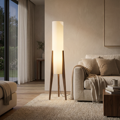 Japanese Wabi Sabi Solid Wood Floor Lamp