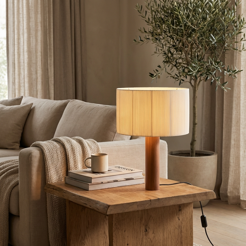 Japanese Wabi Sabi Solid Wood Table Lamp