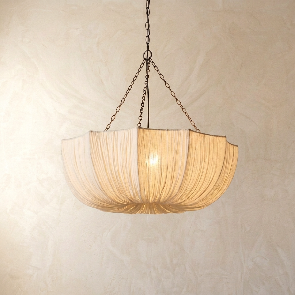 Japanese Wabi Sabi U Shape Fabric Pendant Light