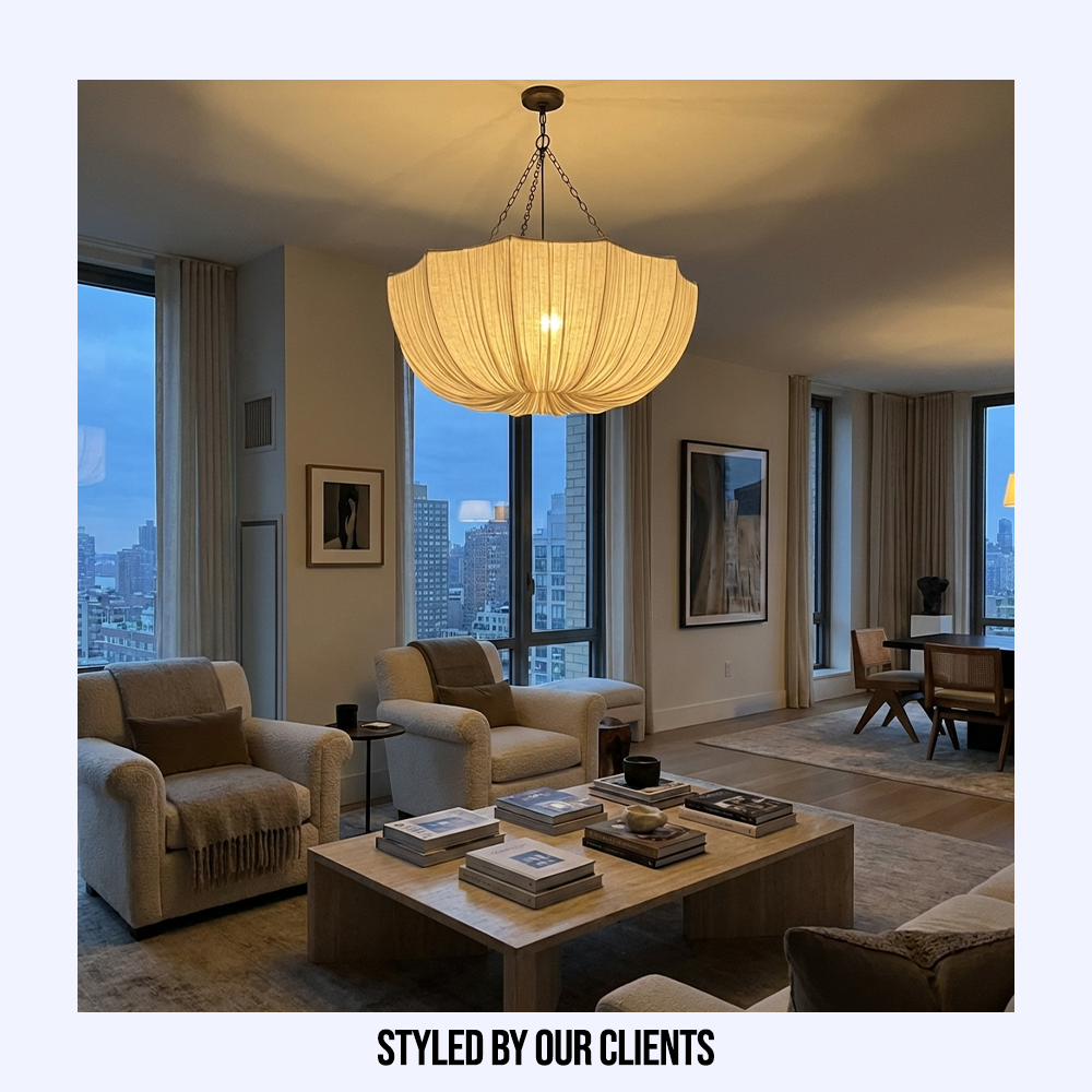 Japanese Wabi Sabi U Shape Fabric Chandelier