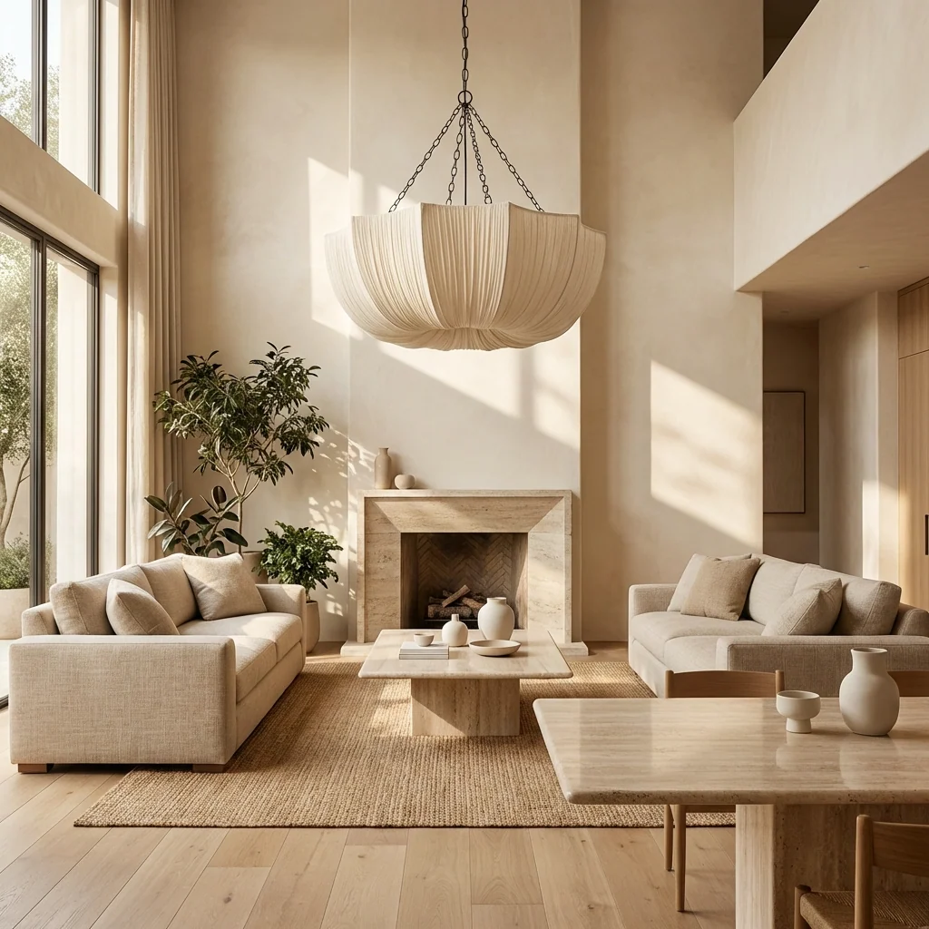 Japanese Wabi Sabi U Shape Fabric Pendant Light