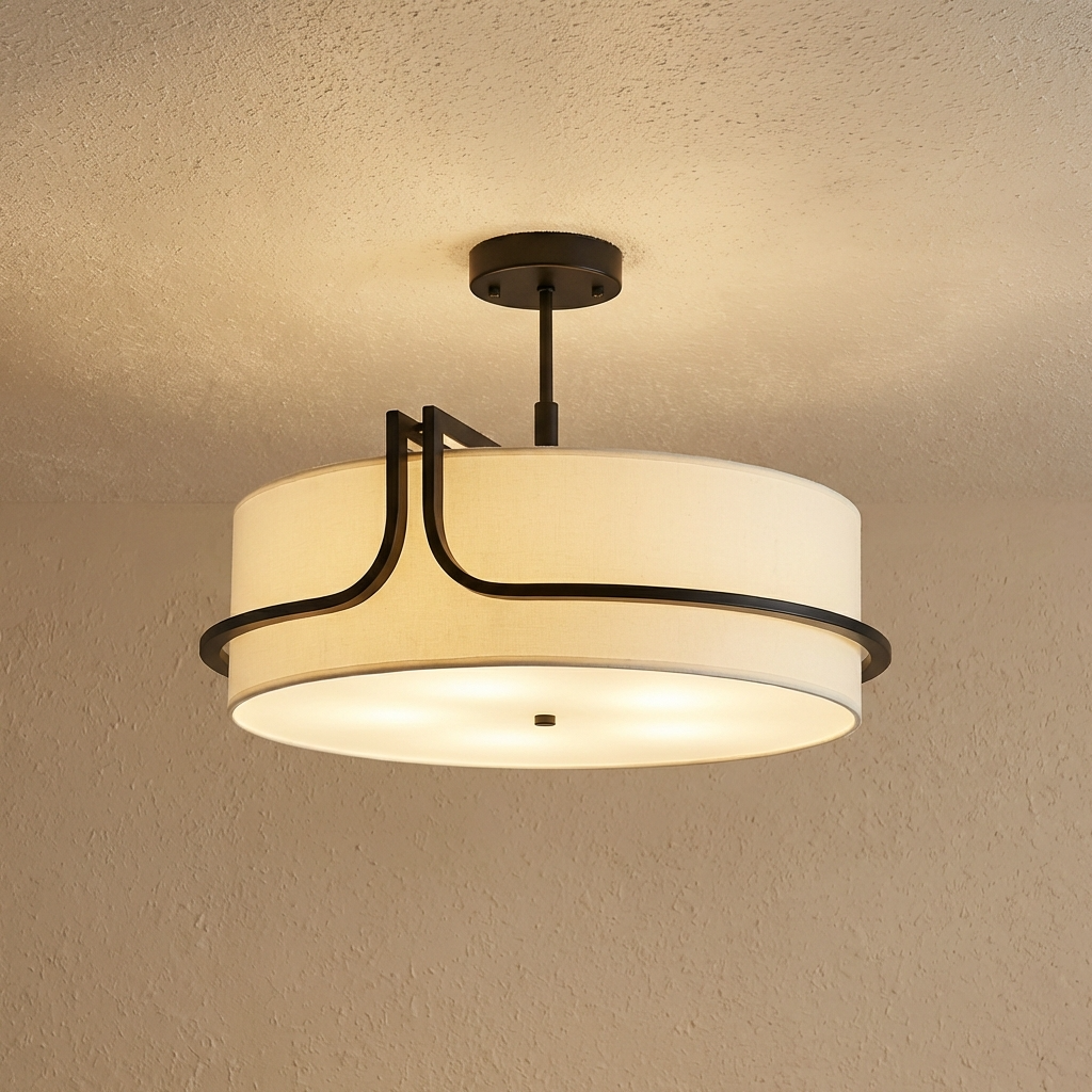 Japanese Wabi Sabi White Circular Fabric Chandelier