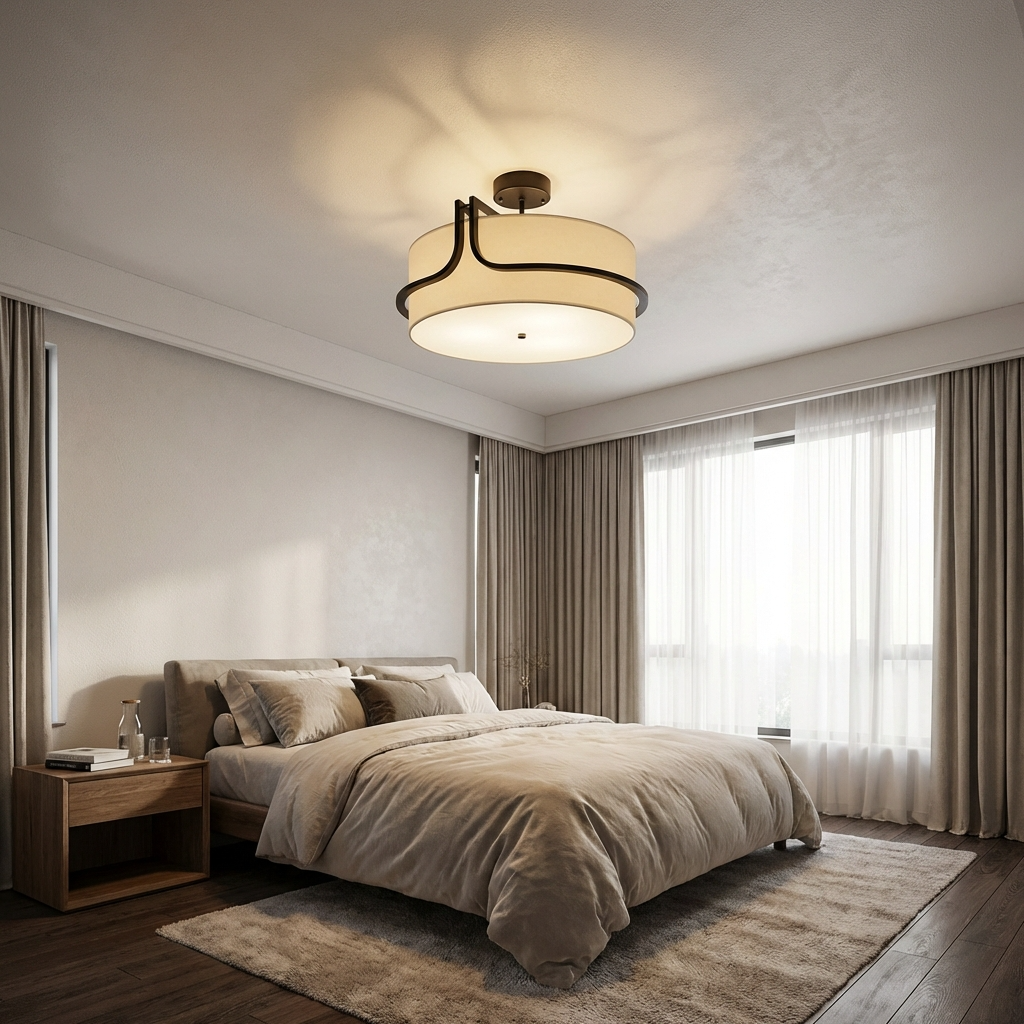 Japanese Wabi Sabi White Circular Fabric Chandelier