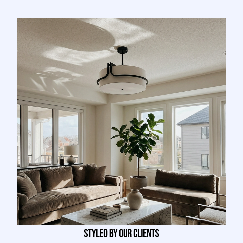 Japanese Wabi Sabi White Circular Fabric Chandelier