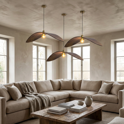 Japanese Zen Wabi Sabi Walnut Ceiling Pendant