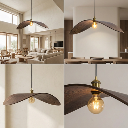 Japanese Zen Wabi Sabi Walnut Ceiling Pendant