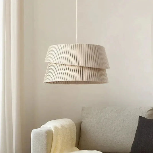 Layered Cream Fabric Pendant Light