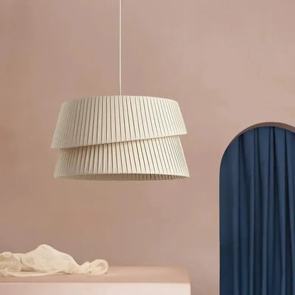 Layered Cream Fabric Pendant Light