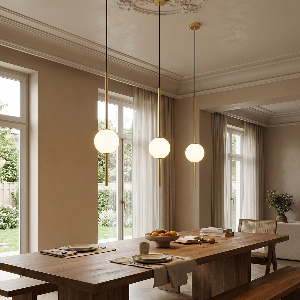 Linear Rod Globe Pendant Light