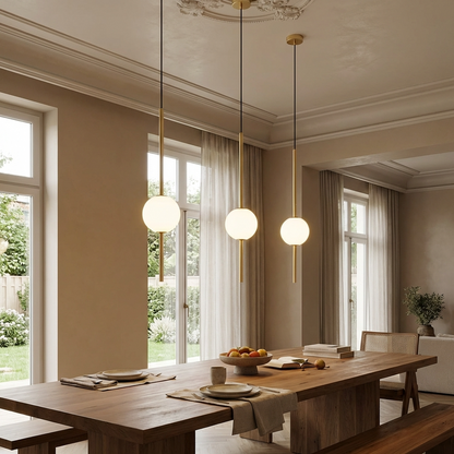 Linear Rod Globe Pendant Light