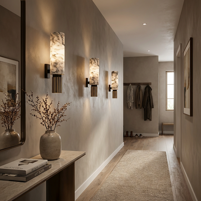 Natural Marble And Brass Wall Light