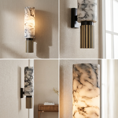 Natural Marble And Brass Wall Light