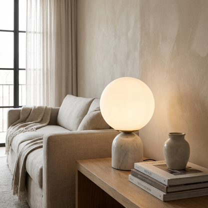 Marble Round Glass Table Lamp