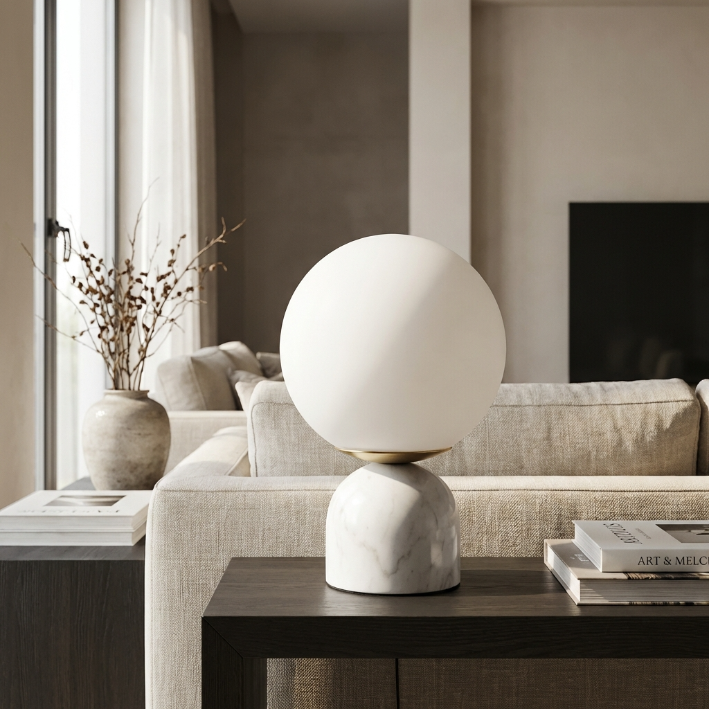 Marble Round Glass Table Lamp
