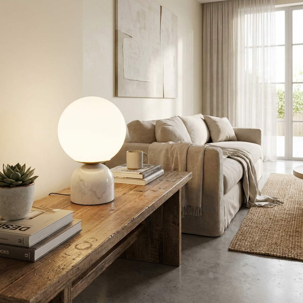 Marble Round Glass Table Lamp