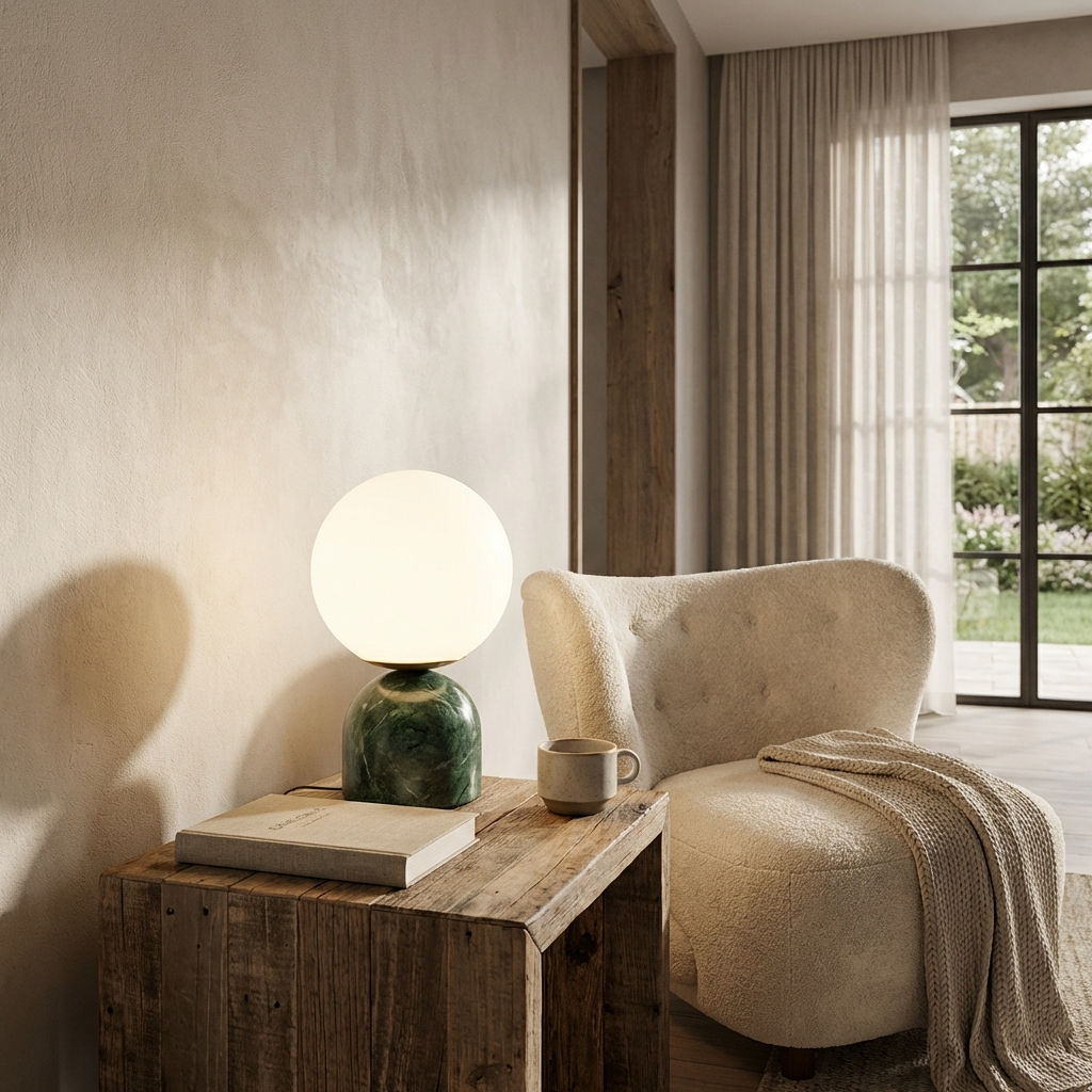 Marble Round Glass Table Lamp