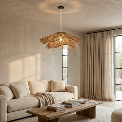 Minimalistic Wabi Sabi Hemp Rope Chandelier