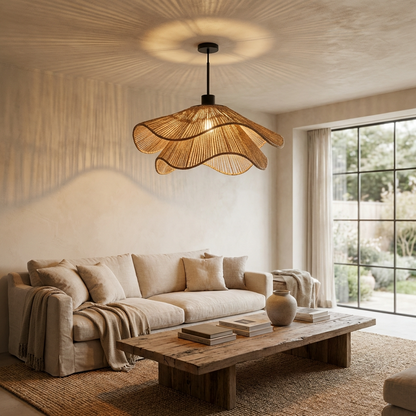 Minimalistic Wabi Sabi Hemp Rope Chandelier