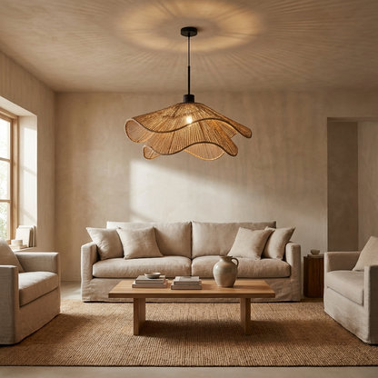 Minimalistic Wabi Sabi Hemp Rope Chandelier