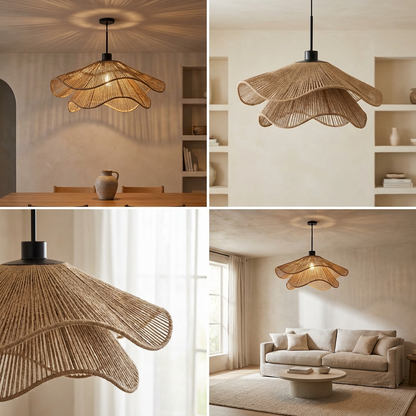 Minimalistic Wabi Sabi Hemp Rope Chandelier