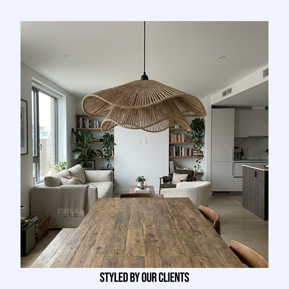 Minimalistic Wabi Sabi Hemp Rope Chandelier