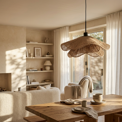 Minimalistic Wabi Sabi Hemp Rope Pendant Light