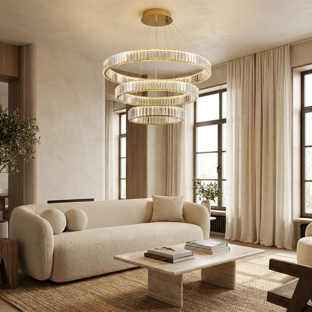 Modern Crystal Circular Hanging Chandelier