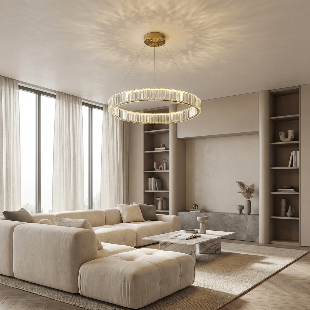 Modern Crystal Circular Hanging Chandelier