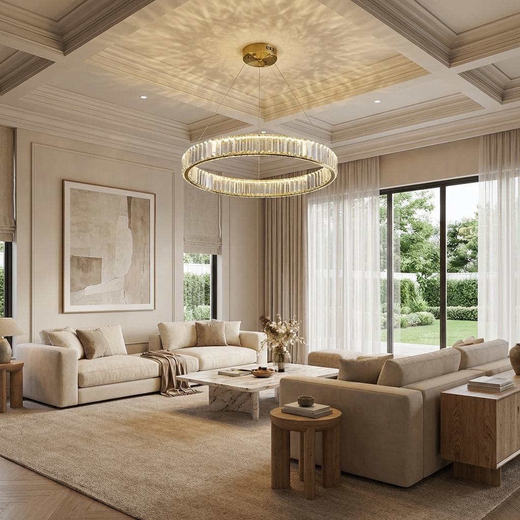 Modern Crystal Circular Hanging Chandelier