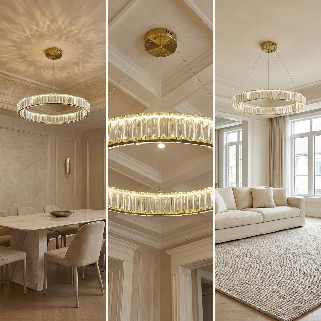 Modern Crystal Circular Hanging Chandelier