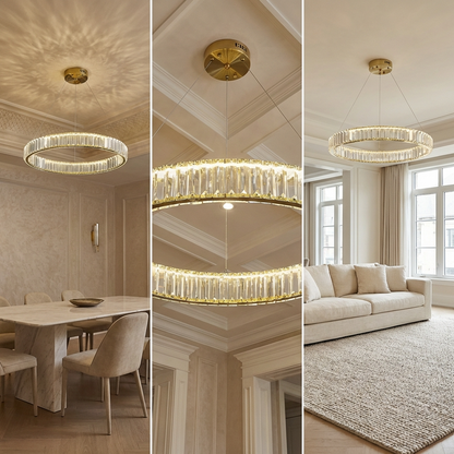 Modern Crystal Circular Hanging Chandelier