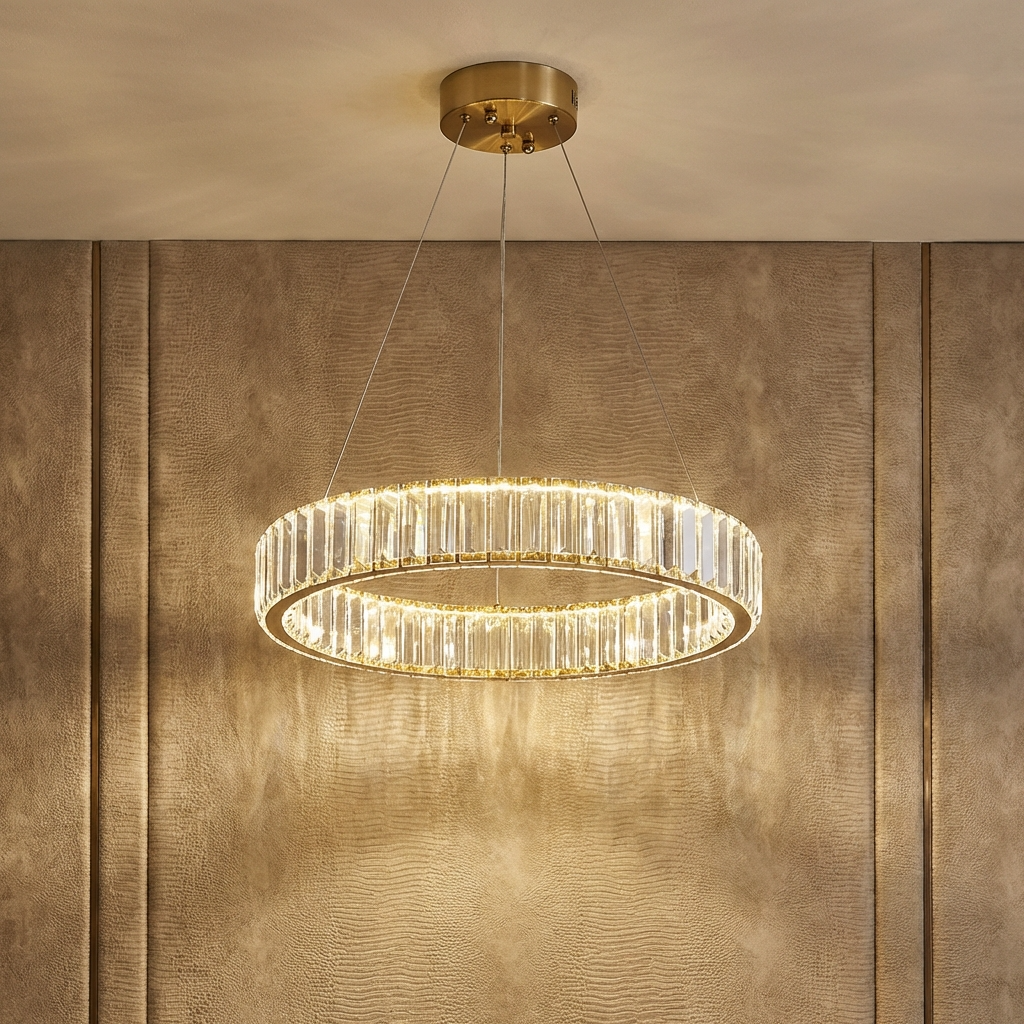 Modern Crystal Circular Hanging Chandelier
