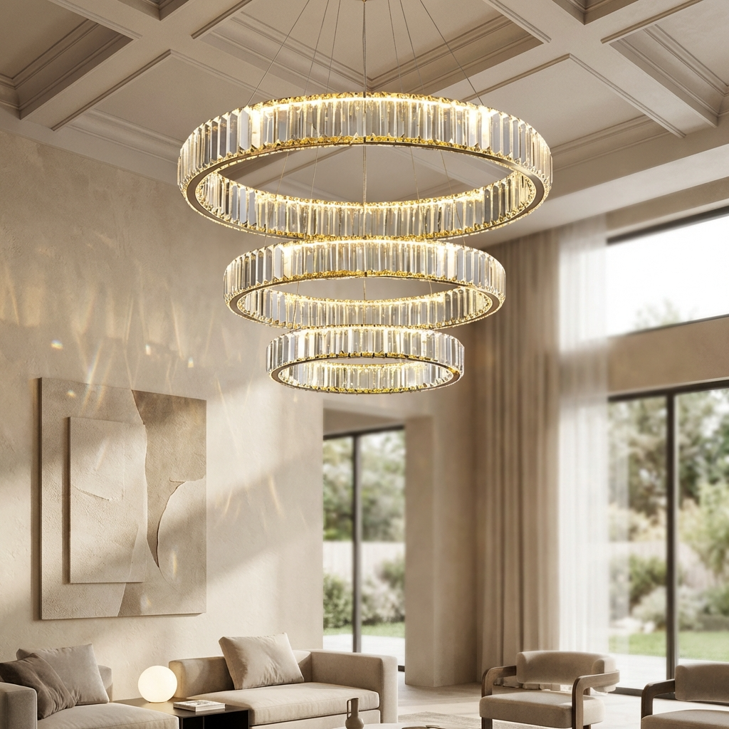 Modern Crystal Circular Hanging Chandelier