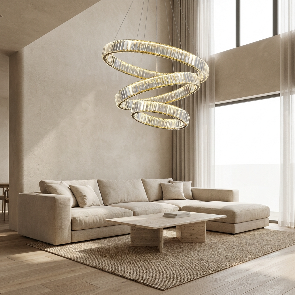 Modern Crystal Circular Hanging Chandelier