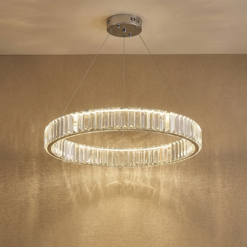 Modern Crystal Circular Hanging Chandelier
