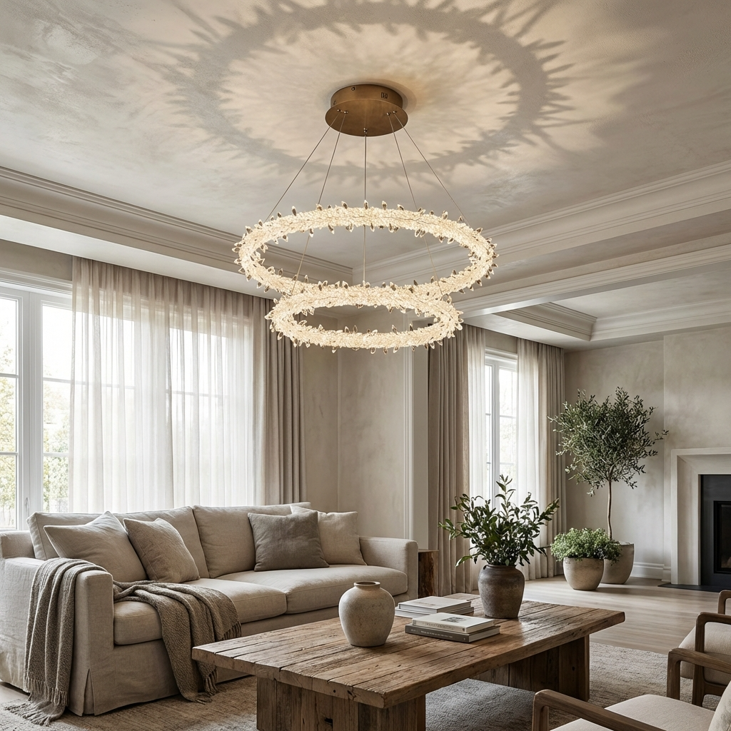 Modern Glass White Crystal Chandelier