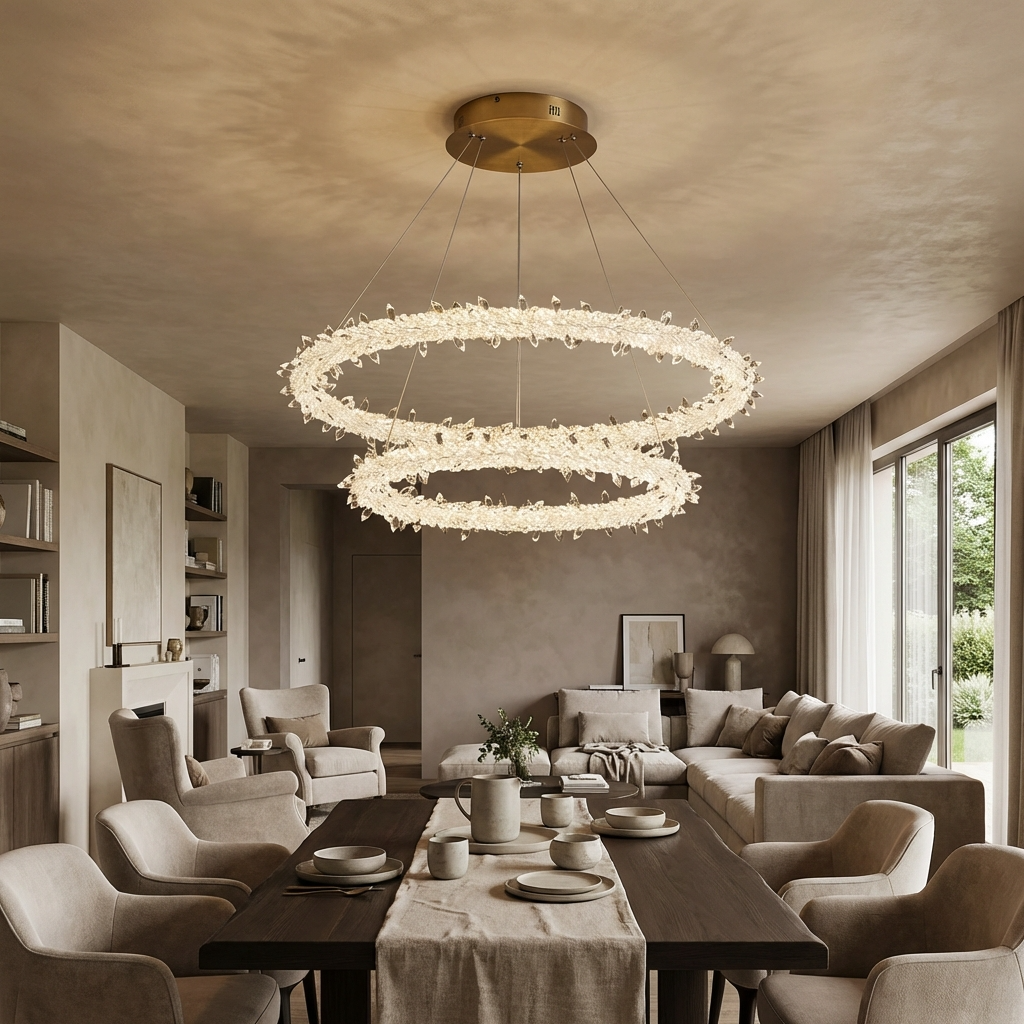 Modern Glass White Crystal Chandelier