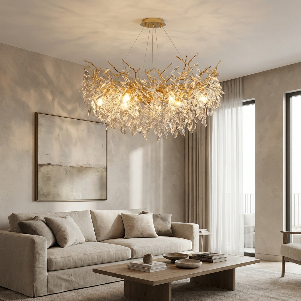 Modern Luxury Gold Crystal Chandelier