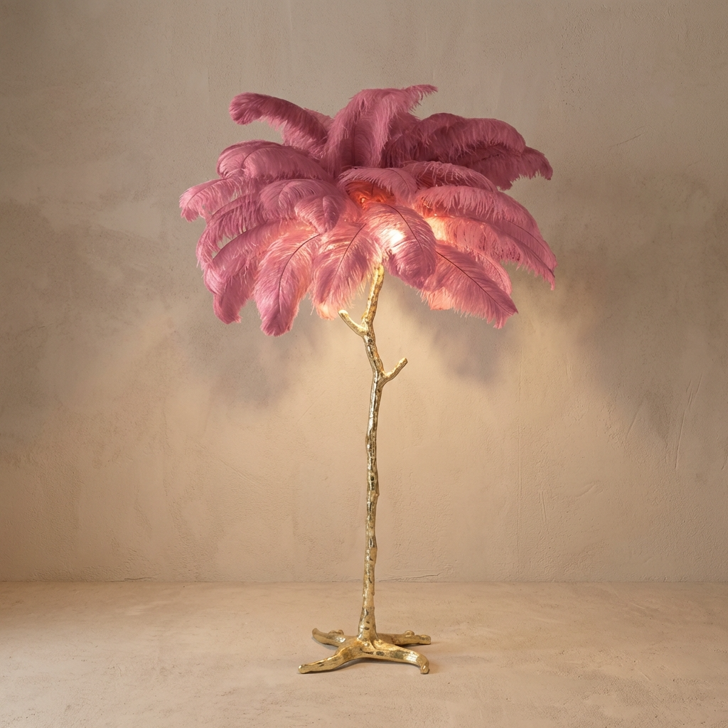 Modern Ostrich Feather Floor Lamp