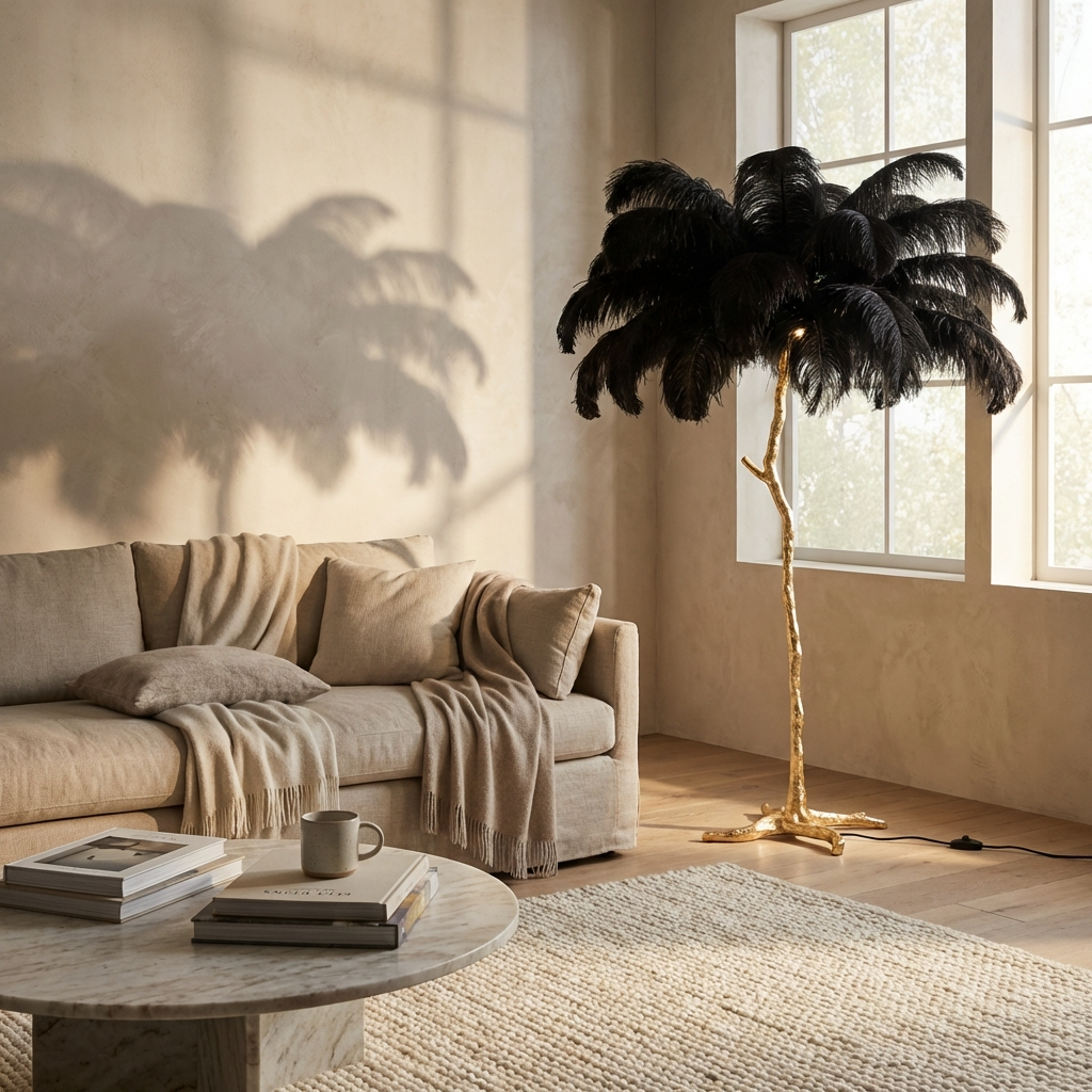 Modern Ostrich Feather Floor Lamp